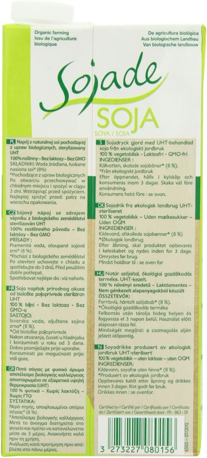 (10 PACK) - Sojade - Org Unsweetened Soya Drink | 1000ml | 10 PACK BUNDLE