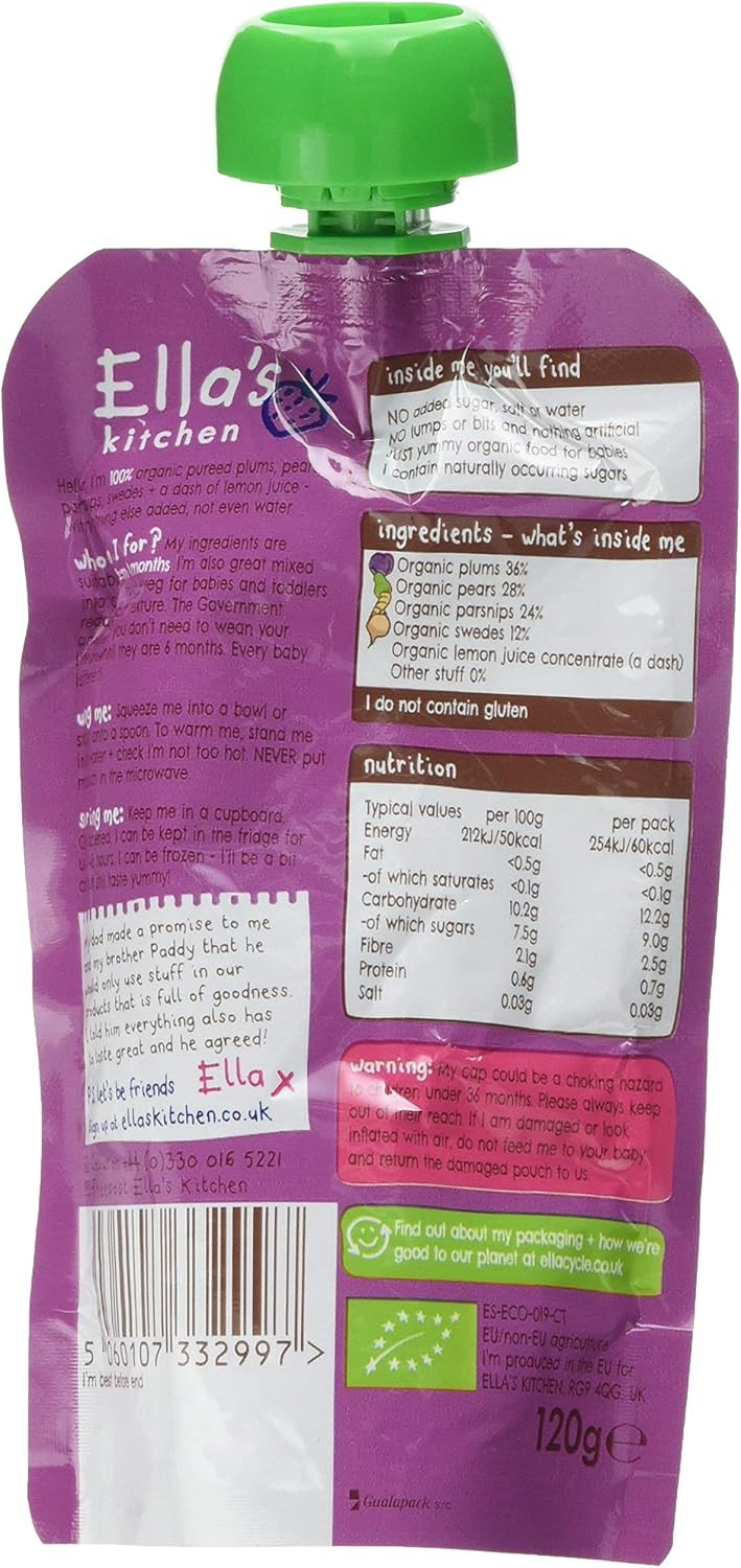 Ella's Kitchen Plums Pears Parsnip + Swede