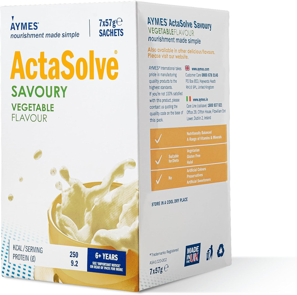 AYMES - ActaSolve Savoury - 42 Servings - Vegetable - Soup-Style Nutritional Powder - Gluten Free - Suitable for Adults and Children Aged 3+