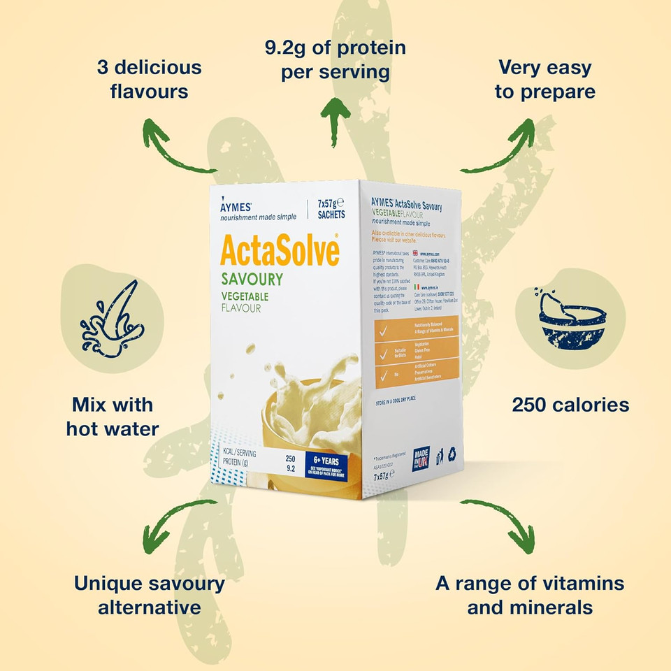 AYMES - ActaSolve Savoury - 42 Servings - Chicken - Soup-Style Nutritional Powder - Gluten Free - Suitable for Adults and Children Aged 3+