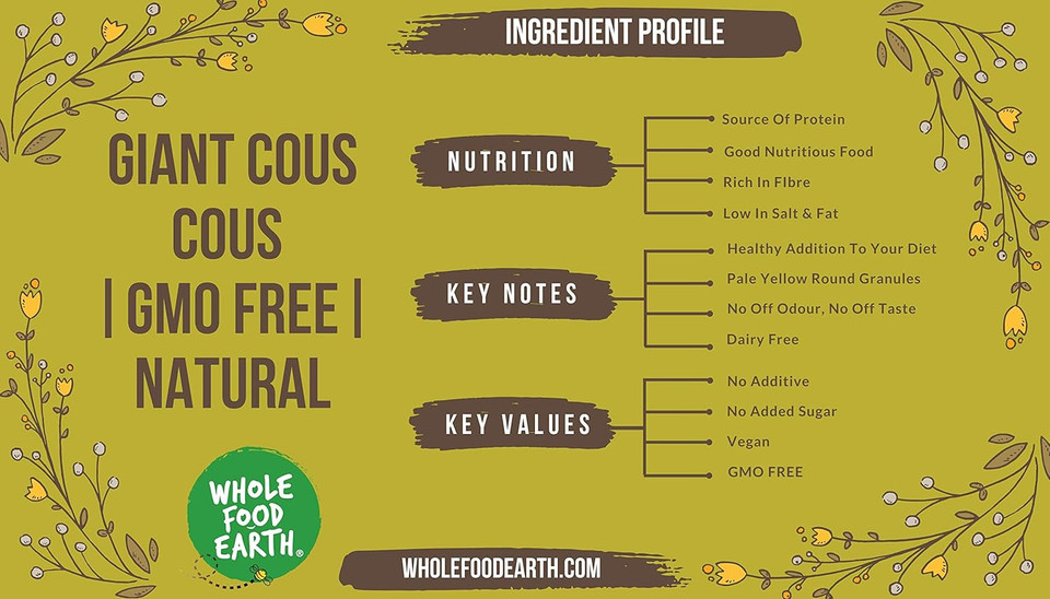 Wholefood Earth Giant Cous cous 3 kg | GMO Free | Natural | Source of Fibre