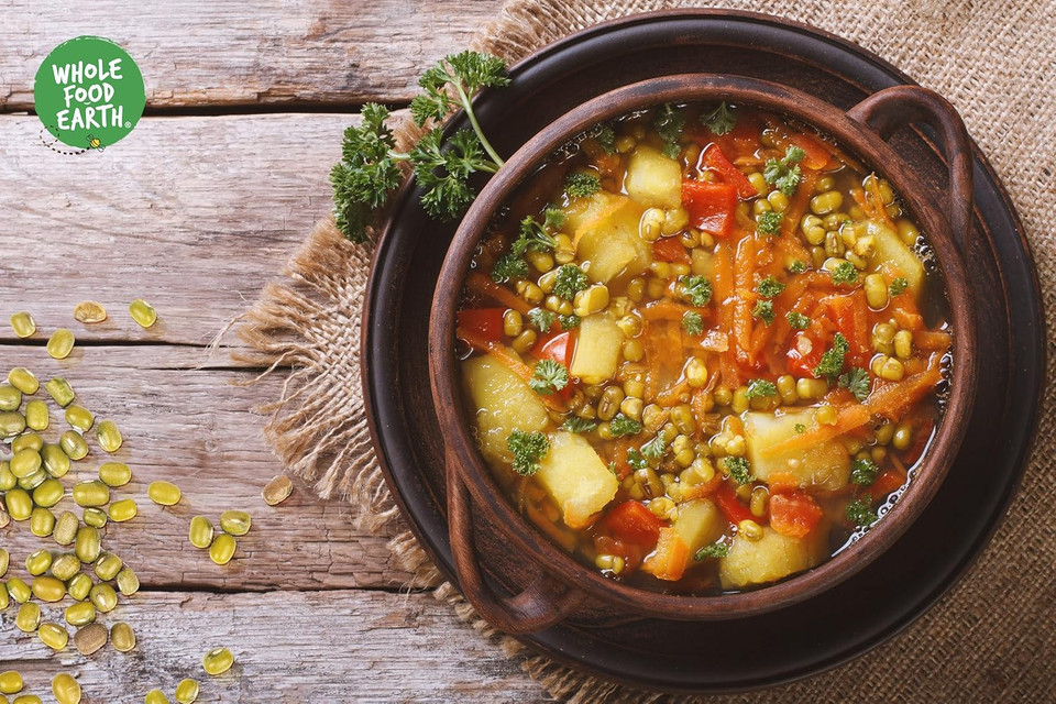 Wholefood Earth Organic Mung Beans 500g GMO Free | Vegan | High Fibre | High Protein | Certified Organic