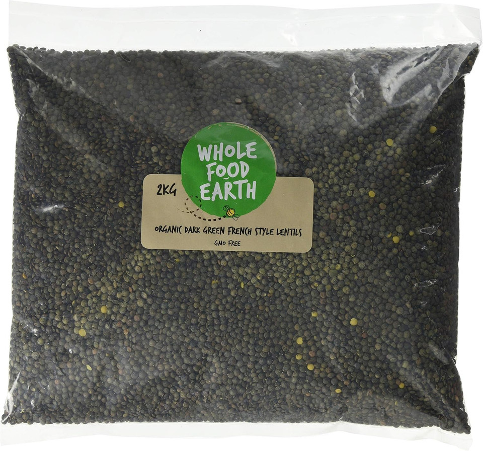 Wholefood Earth Organic Dark Green French Style Lentils 2kg GMO Free | Vegan | High Fibre | High Protein | Certified Organic
