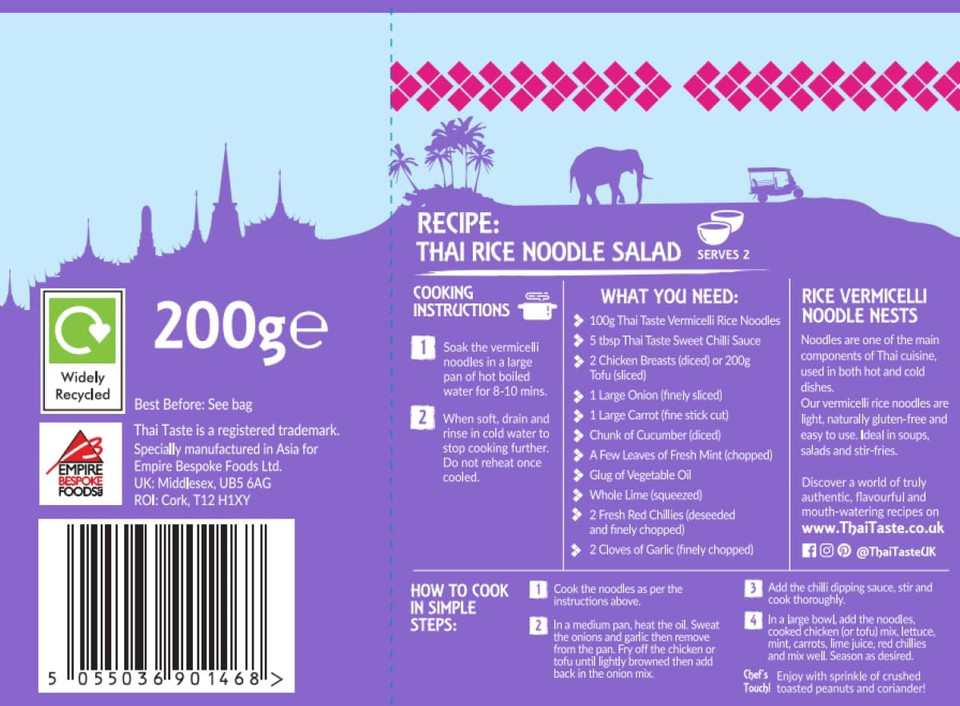 Thai Taste Rice Vermicelli Noodles Nests (200g) - Pack of 2