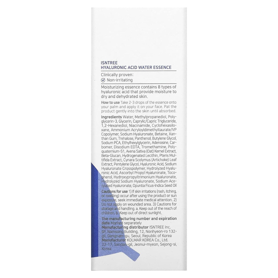 Isntree Hyaluronic Acid Water Essence 50Ml 1.69 Fl.Oz | Water Serum | Replenishes Moisture | Non-Sticky ?Nish