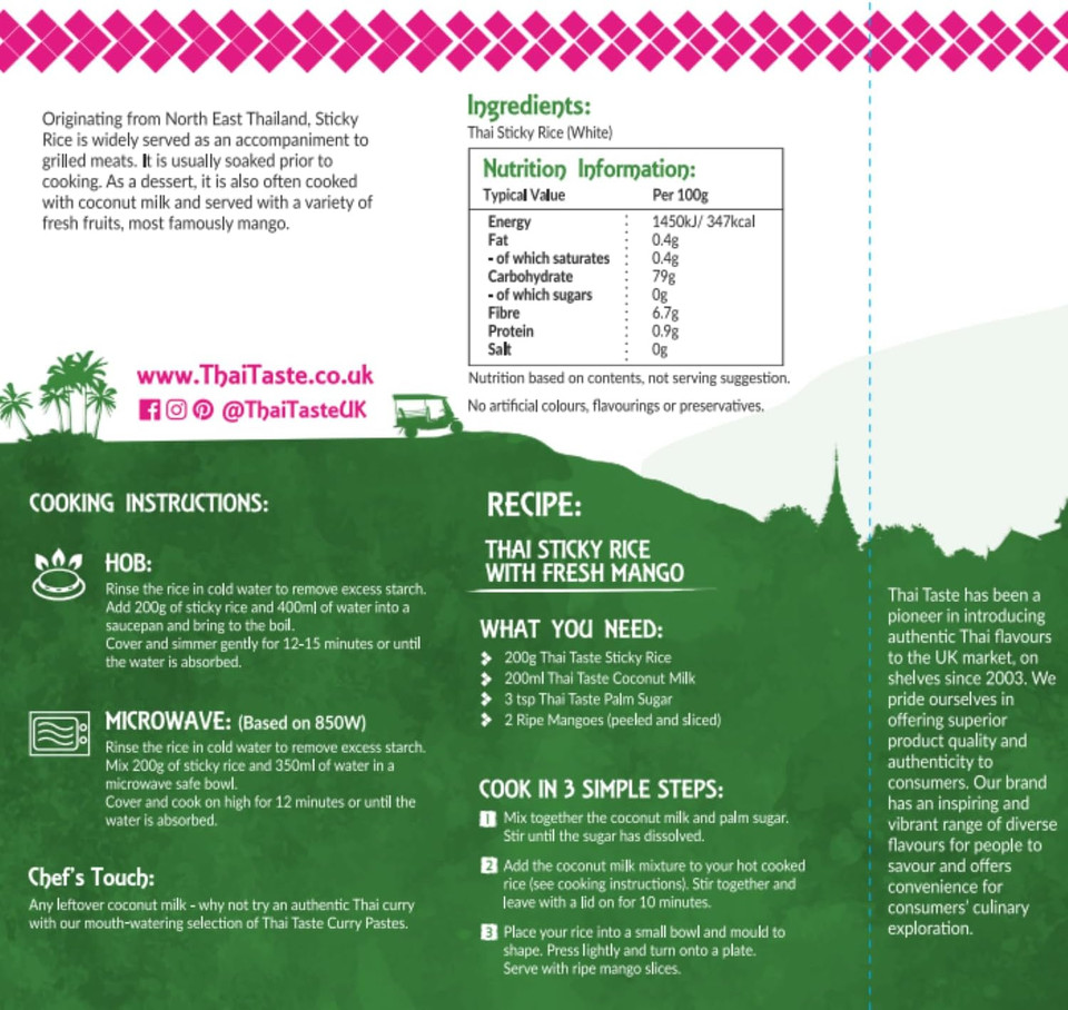 Thai Taste - Thai Sticky Rice - Kao Niao Thai - 200g