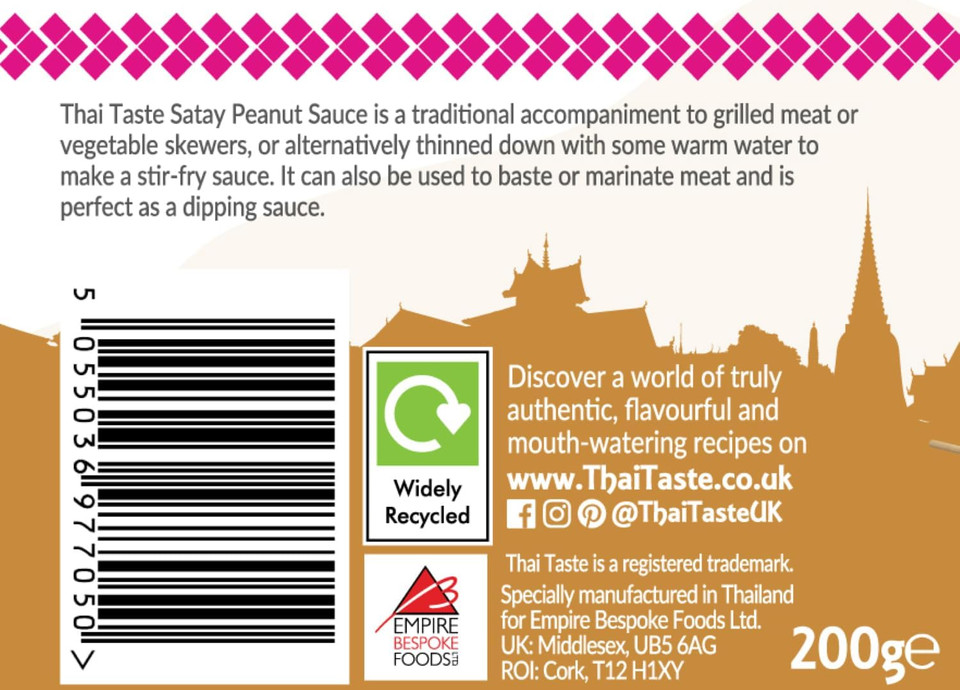 Thai Taste Satay Peanut Sauce 200g - Pack of 2