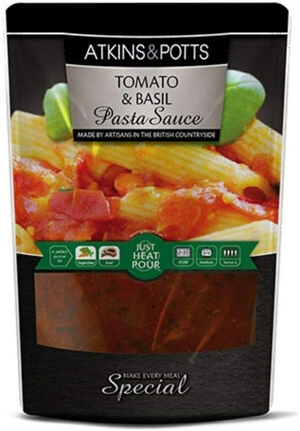 Atkins & Potts Tomato and Basil Pasta Sauce, 350 g