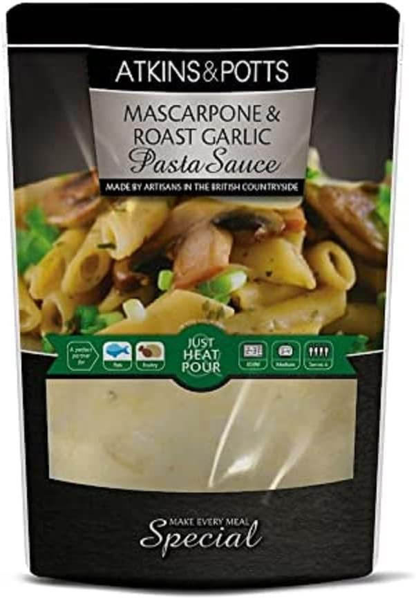 Atkins & Potts Mascarpone and Roast Garlic Pasta Sauce, 350g