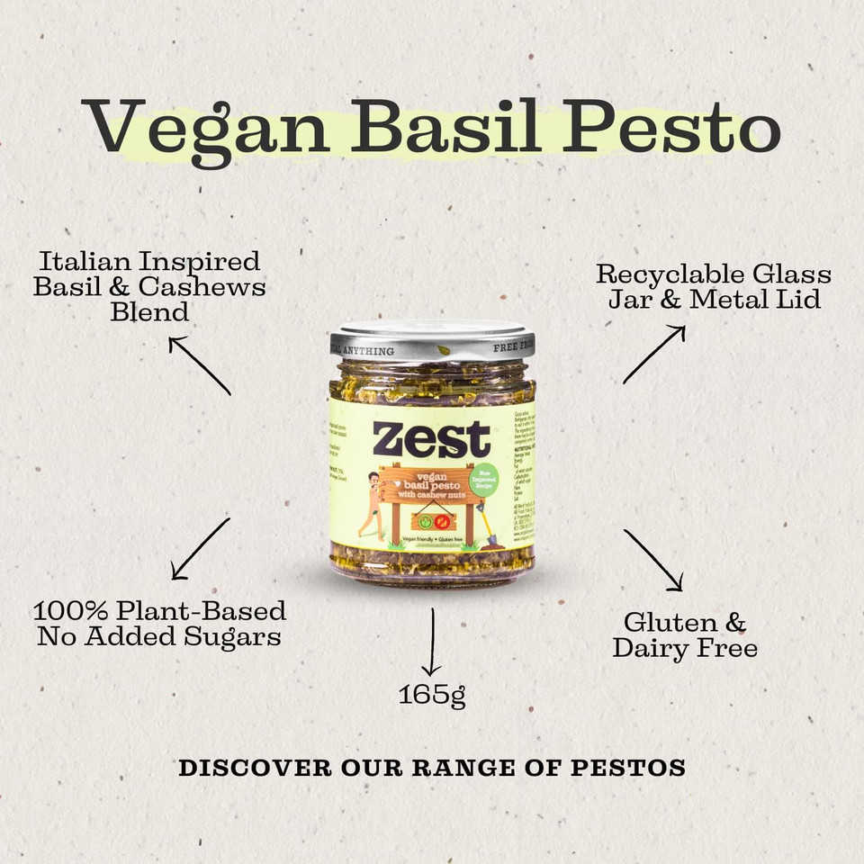 (6 PACK) - Zest - Basil Pesto Vegan | 165g | 6 PACK BUNDLE