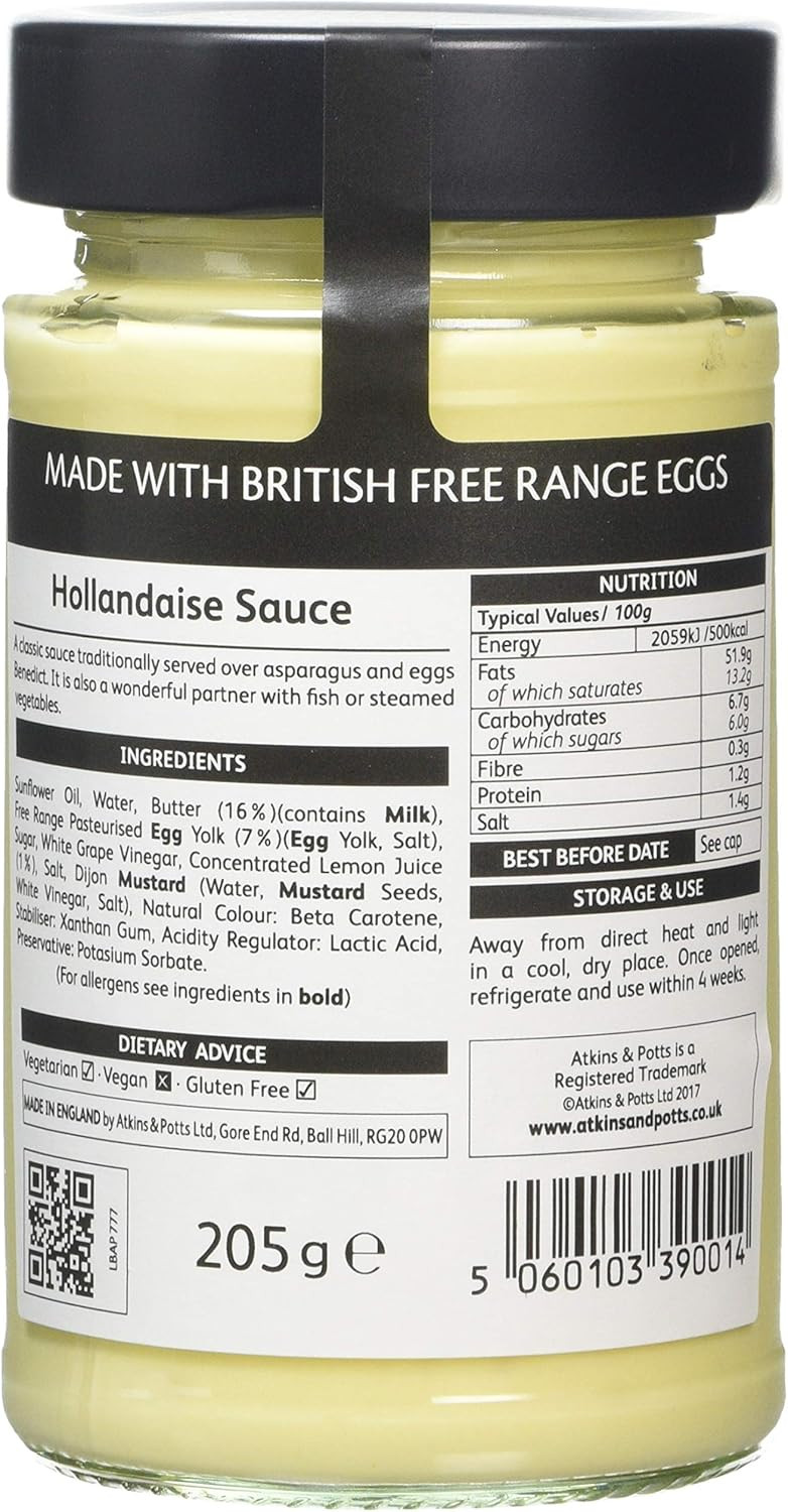 Atkins & Potts | Hollandaise Sauce | 6 x 205g