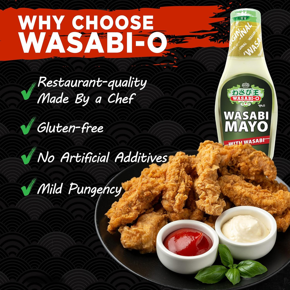 WASABI-O Premium Fusion Mayonnaise Real Wasabi & Ketchup Blend, Ideal for Fish and Chips, Sandwiches, Salads, and Coleslaw | Perfectly Versatile for Sushi, Burgers, Pasta & French Fries - 6oz(170g)
