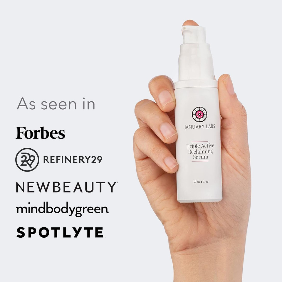 January Labs Triple Active Reclaiming Face Serum, Stabilized Retinol Serum With Niacinamide & Vitamin C, Facial Serum, 1 Oz
