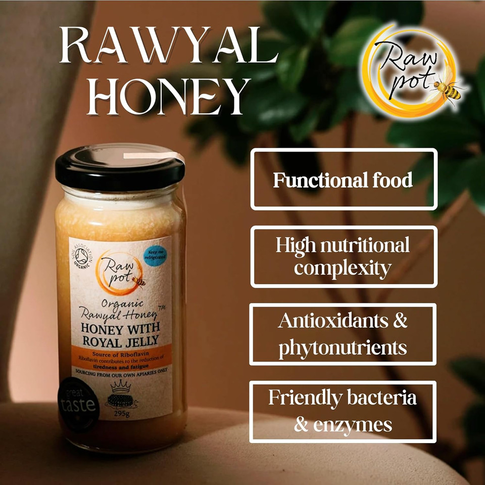RAW POT - ORGANIC HONEYDEW HONEY WITH PROPOLIS - Natural Raw Pure Unpasteurised Honey Rich in Antioxidants for Immunity Support, Skin, Digestive Health | Smooth and Silky | For Kids And Adults (300g)