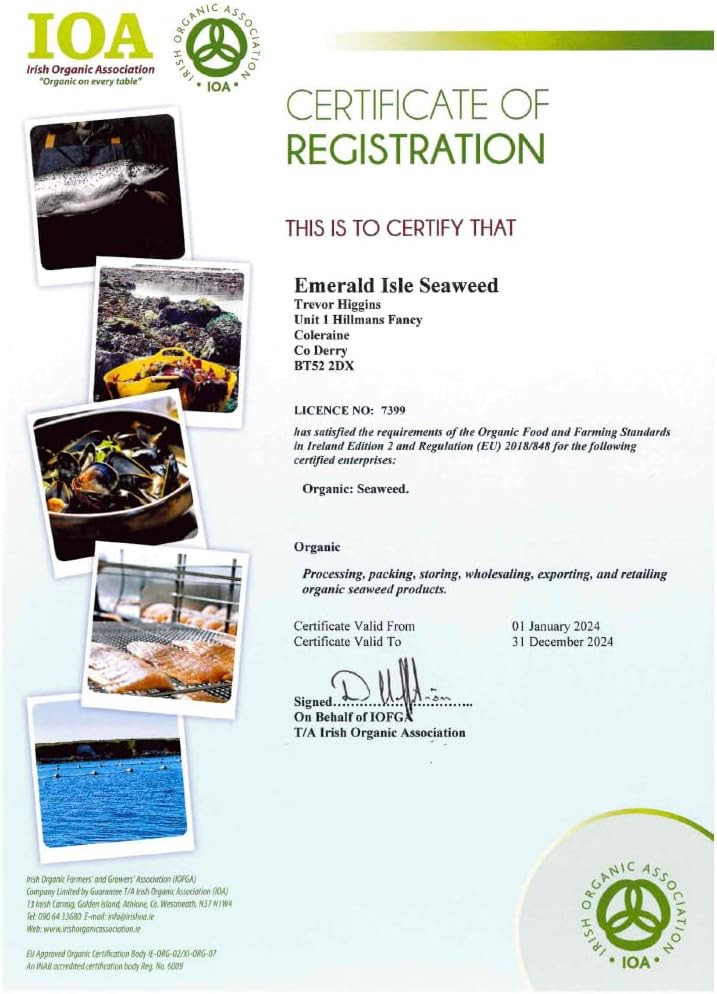 Emerald Isle Seaweed Organic Flakes Granules Herbs, Dulse, Sweet kelp, Kombu, Sea Spaghetti, Bladder Wrack, Salt Replacement, Flavour Enhancer