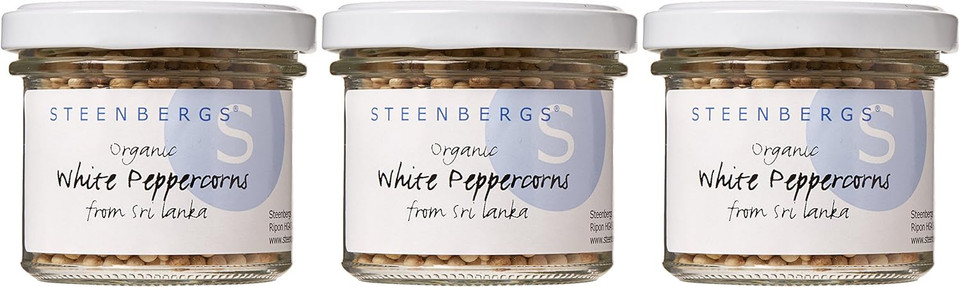 Steenbergs Organic White Peppercorns Standard Glass Jar - 65g