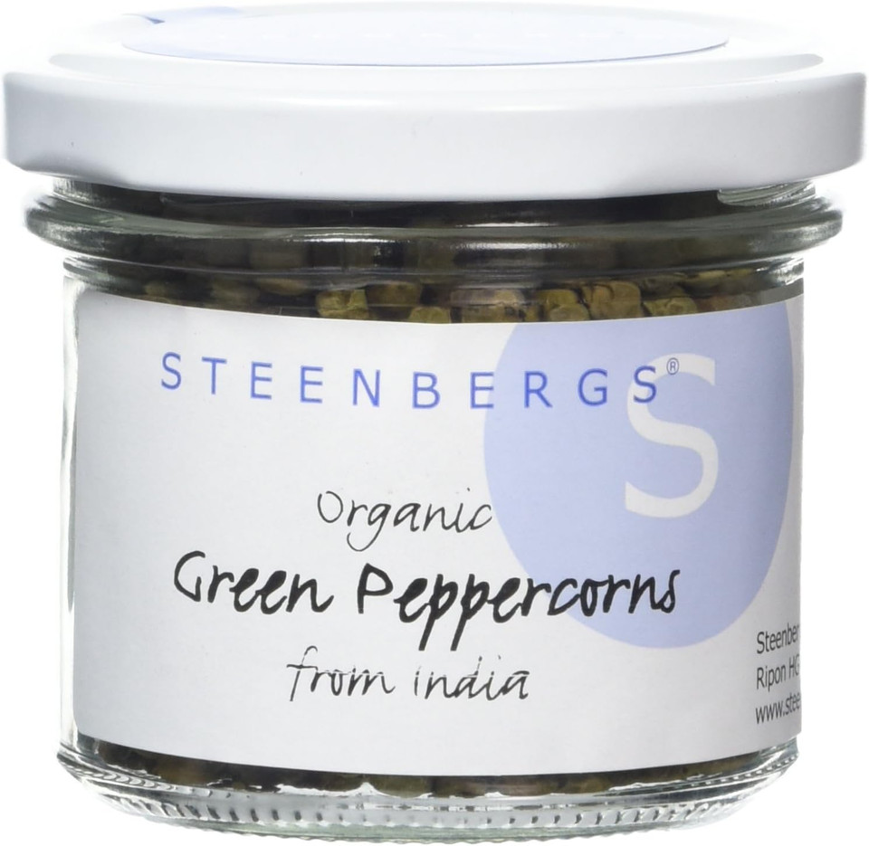 Steenbergs Organic Green Peppercorns Standard Jar - 25g (dried)