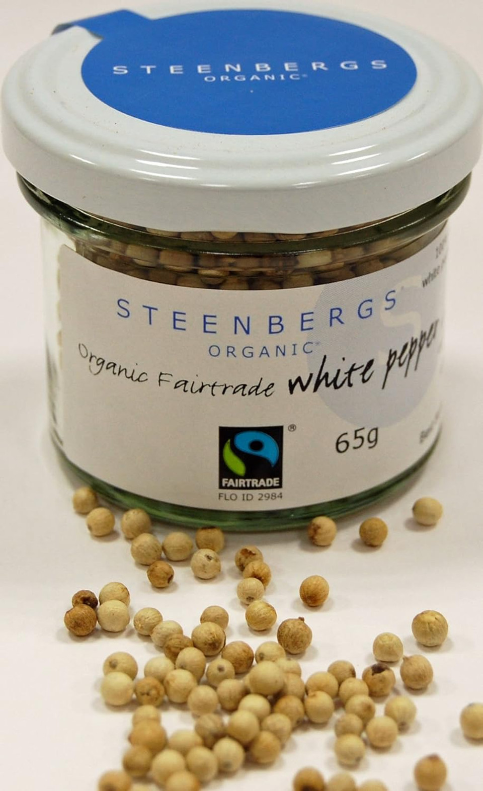 Steenbergs Organic Fairtrade White Peppercorns Standard Jar - 60g