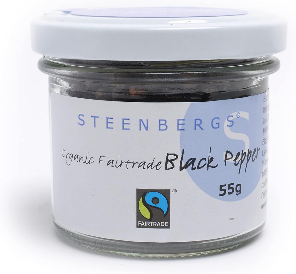 Steenbergs Organic Fairtrade Black Peppercorns Standard Jar- 55g