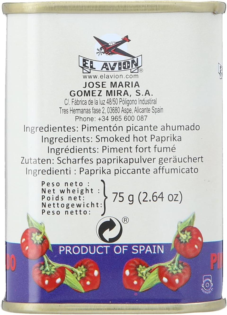 El Avion Vintage Smoked Hot Paprika in Retro Tin (75g)