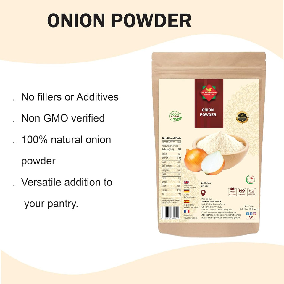 Onion Powder (100g/3.52oz) l Ground Powder l Ground from Whole Dired Onion l Premium Quality l 100% Natural l No Additives