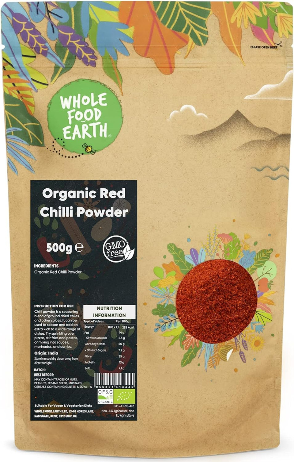 Wholefood Earth Organic Red Chilli Powder 100 g | GMO Free | Certified Organic