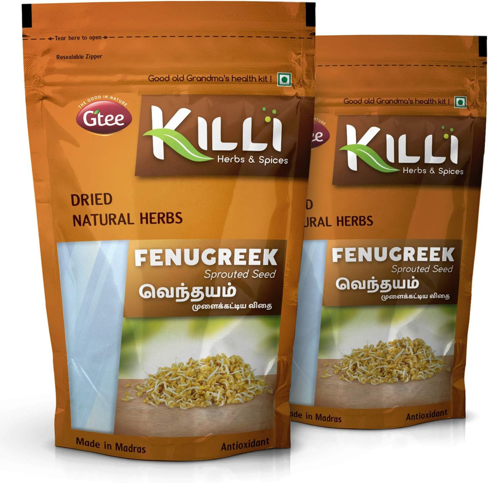 KILLI Sprouted Fenugreek | Vendhayam | Methi | Uluva | Menthulu | Menthya Seeds, 100g (Pack of 2)
