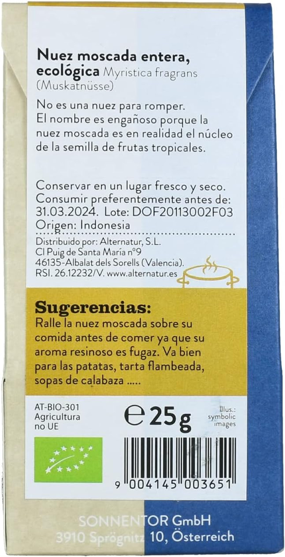 Sonnentor Nutmeg Whole Org 25 g
