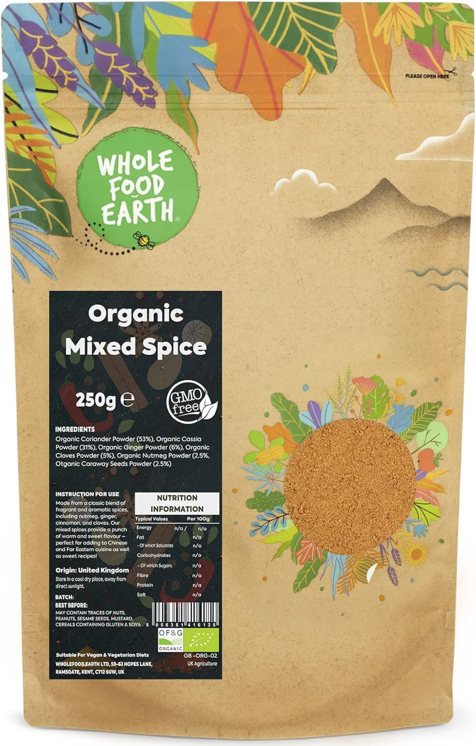 Wholefood Earth Organic Mixed Spice 250 g | GMO Free | Certified Organic