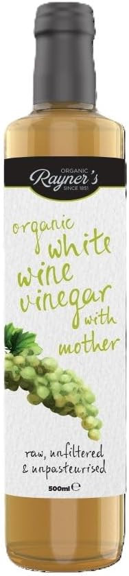 Rayner's Organic Raw Red Wine Vinegar with Mother, 6 x 500 ml  Organic, Raw, Unfiltered, Gluten-Free & Vegan