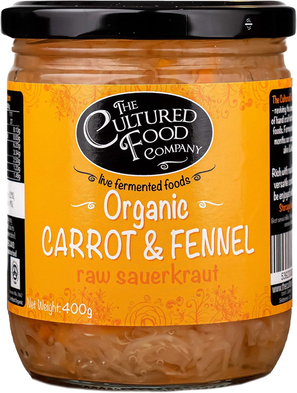 Carrot & Fennel Raw Sauerkraut, Organic, 400g