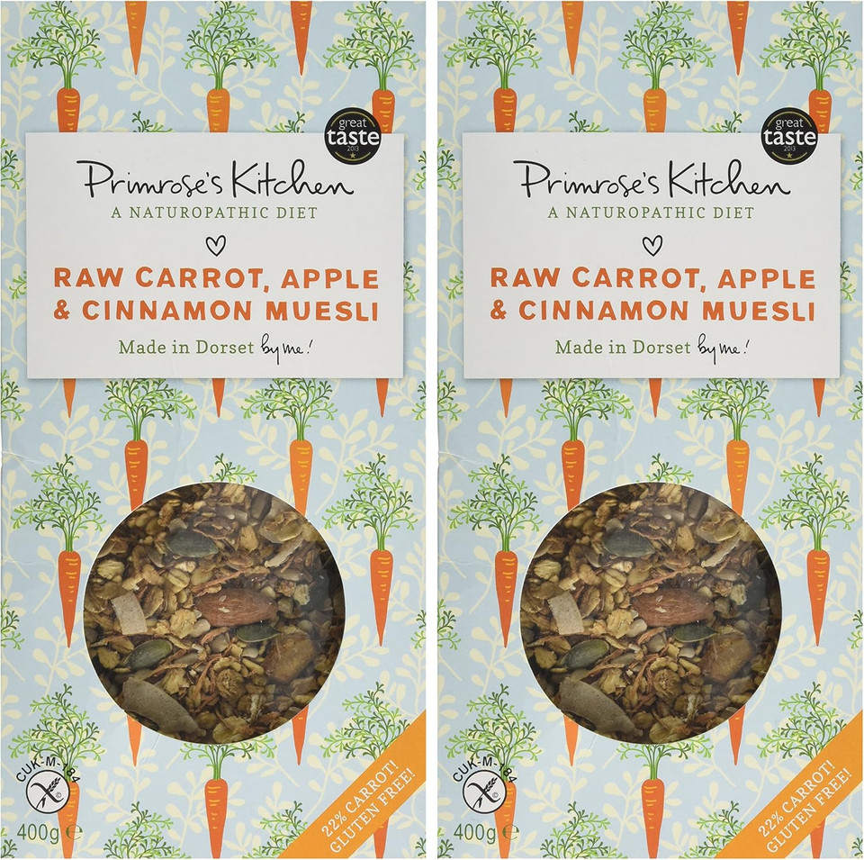 Primrose's Kitchen Raw Carrot, Apple and Cinnamon Muesli 400 g (Pack of 2)