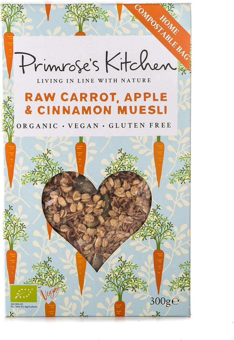 Primrose's Kitchen Organic Raw Carrot, Apple And Cinnamon Muesli 300 g