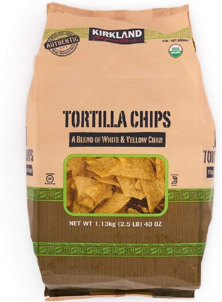 Kirkland Signature Tortilla Chips | Made in USA | (1.13kg) (Pack of 2) Hummus Recipe Included
