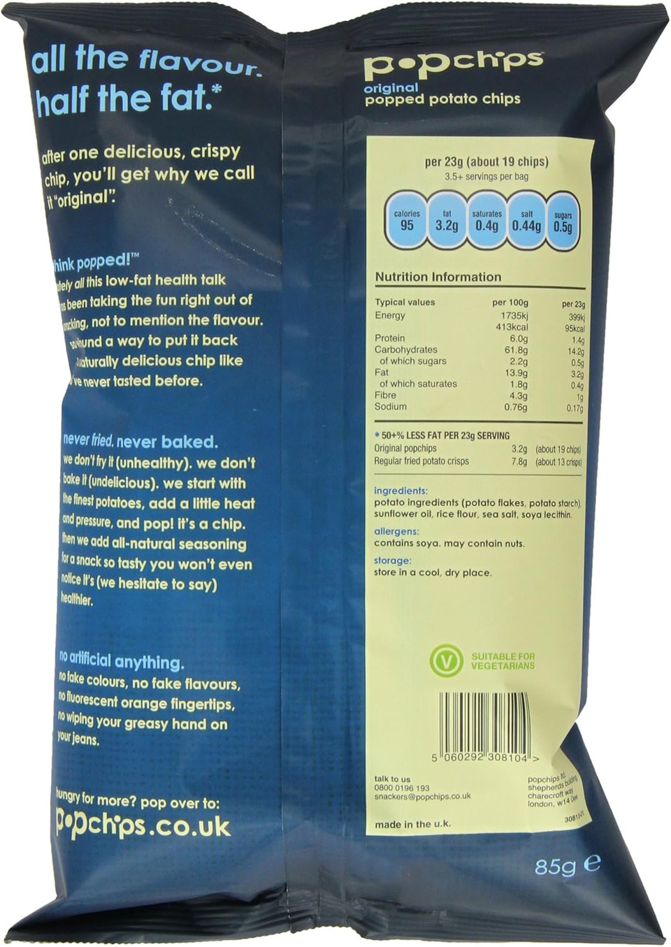 Popchips Original Popped Potato Chips 85 g (Pack of 12)