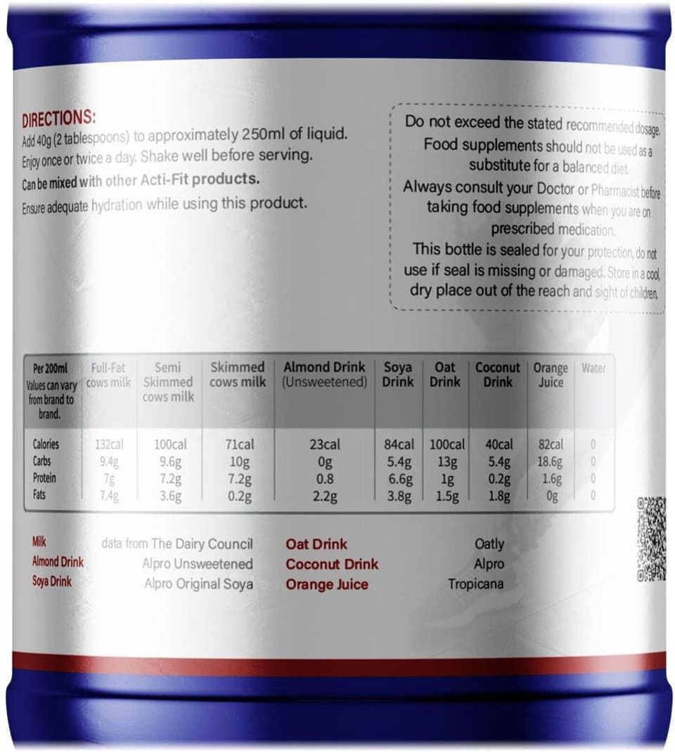 Acti-Fit Super Protein with Fibre | Plant-Based Protein, Including Amino acids from Beans, Seeds and Grain | Organic & Suitable for Vegans | 30-Day Supply | 1200g