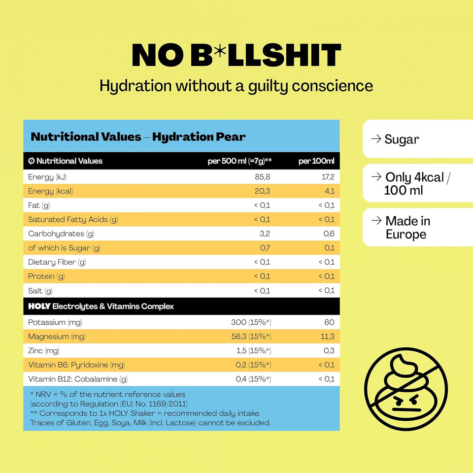 HOLY Hydration White Peach | 50 portions with Valuable Electrolytes & Minerals | Hydration Drink | Vegan with 100% Natural Fruit Flavours (350g)