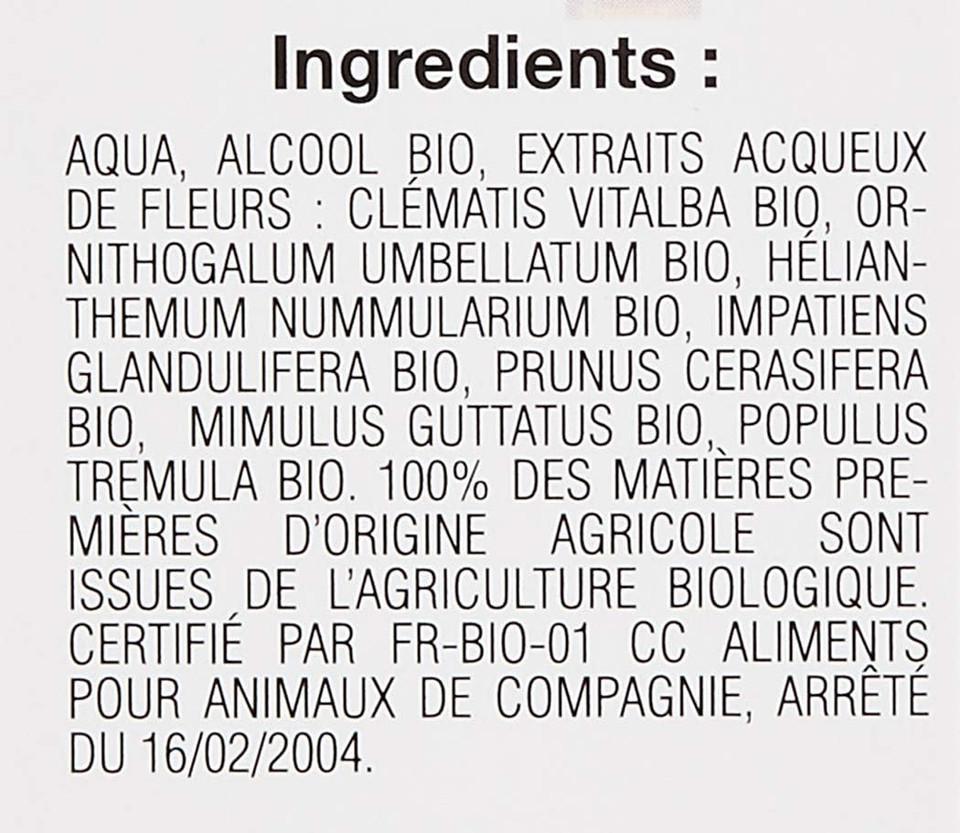 Elixirs & Co Les Fleurs de Bach Organic for Animals - Fearful - Spray of 10 ml