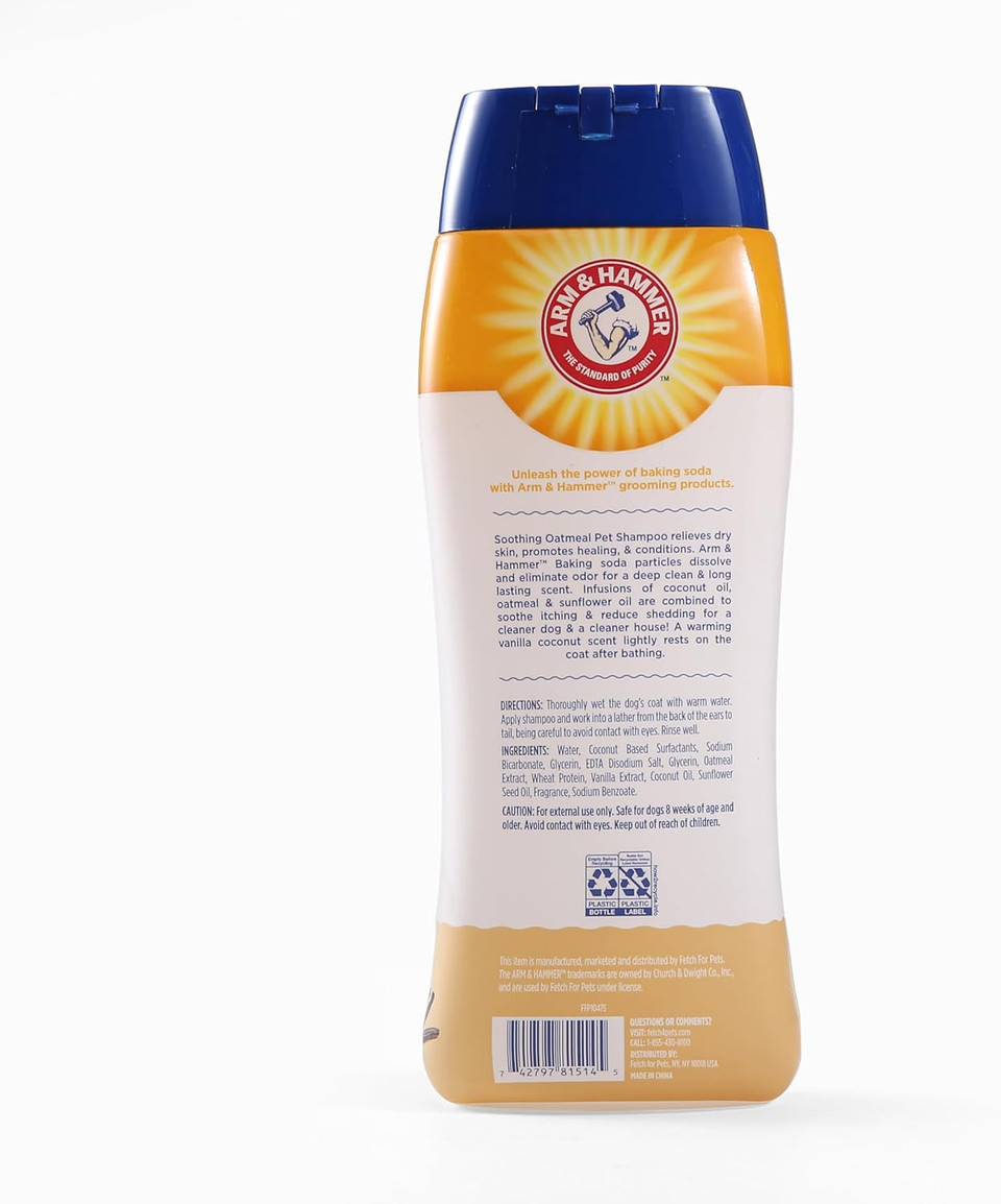 Arm & Hammer Oatmeal Shampoo for Dogs | Best Dog Shampoo for Dry Itchy Skin, Vanilla Coconut Scent, 591ml white