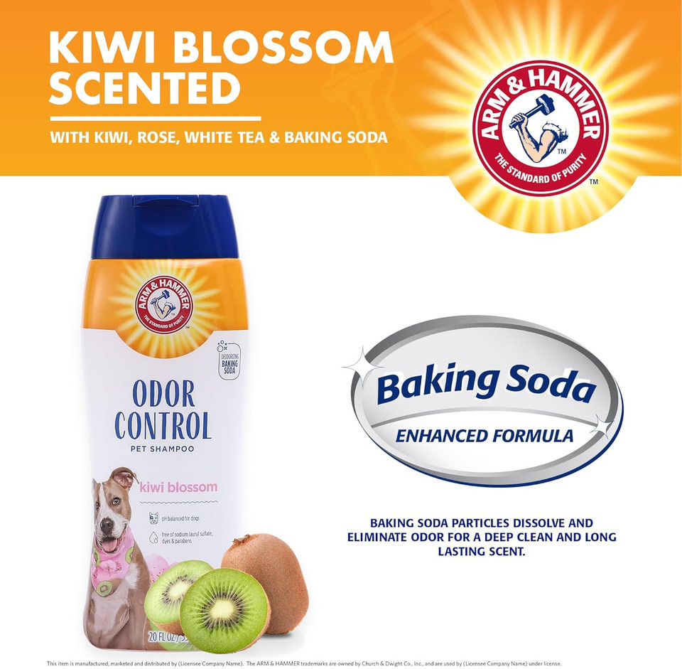 Arm & Hammer Super Deodorizing Shampoo for Dogs, Kiwi Blossom Scent, 473 ml (Pack of 1), white