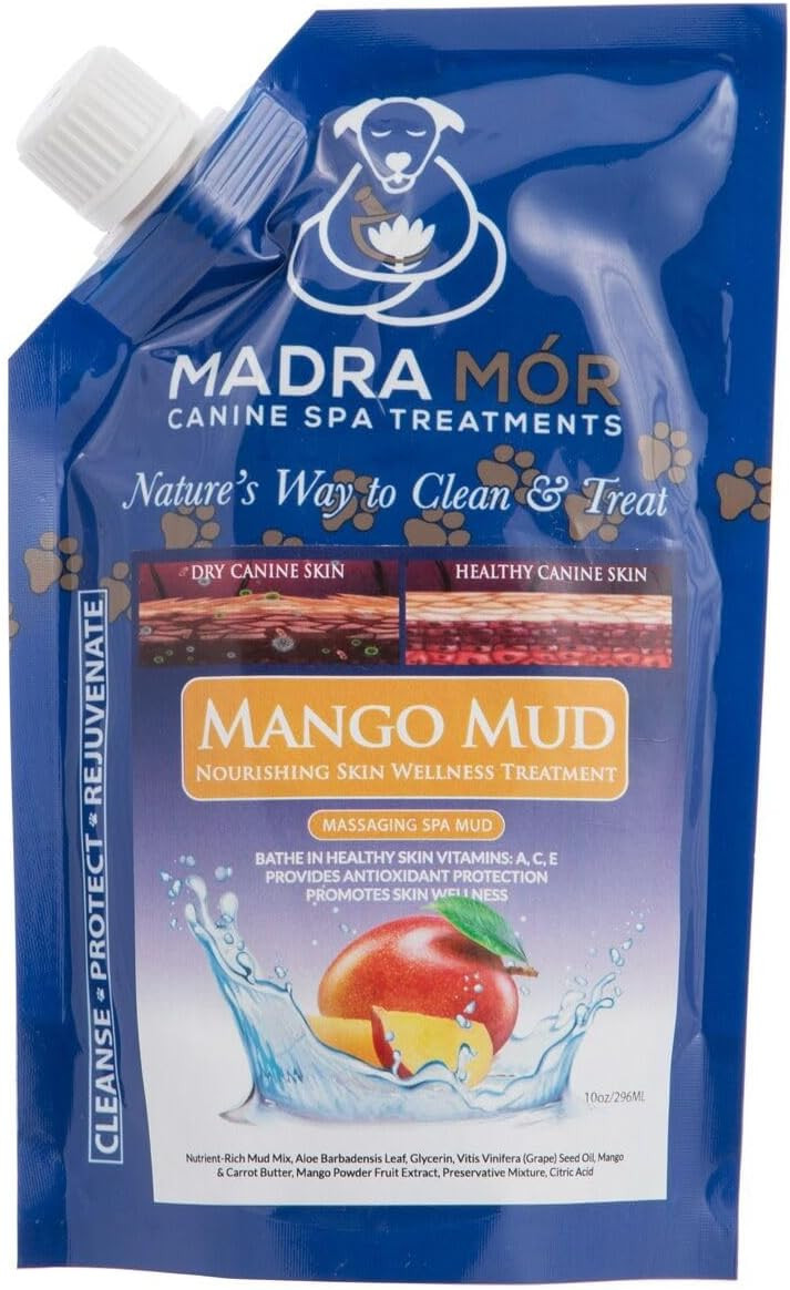 Madra Mor Mango Mud Pouch - Indulgent Canine Spa Experience | Exotic Mango Mud Infusion | Treat Your Dog to Madra Mor's Tropical Skin Care Delight, 296ml