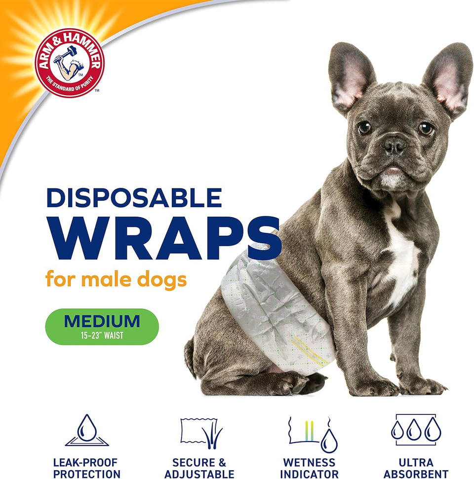 Arm & Hammer Lrg Male Wraps-18" -27" Waist - 12 Count