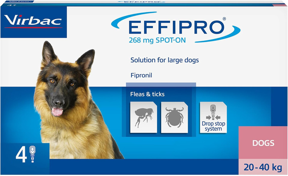 Effipro Spot On for Large Dogs, 20-40kg, 4 Pipettes