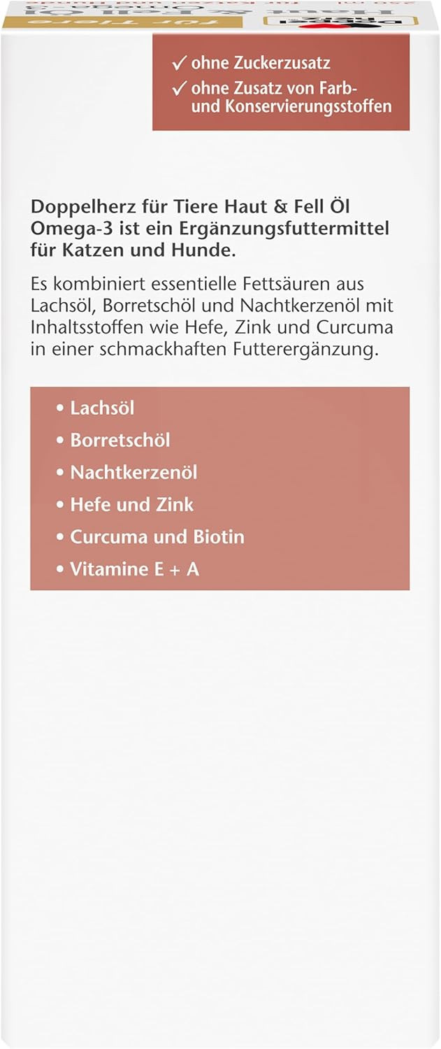 Doppelherz Skin and Fur Oil for Cats and Dogs - To Support Skin Function in Dermatosis and Excessive Hair Loss - 250 ml