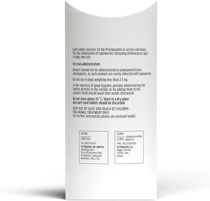 Droncit Tapeworm Tablets, Single tablet