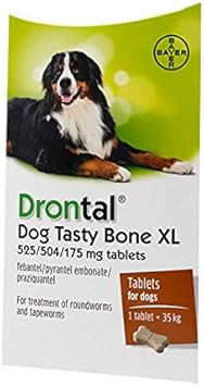 Drontal Tasty Bone XL Wormer Tablets for Large Dogs (Over 20kg) x 1 Tablet