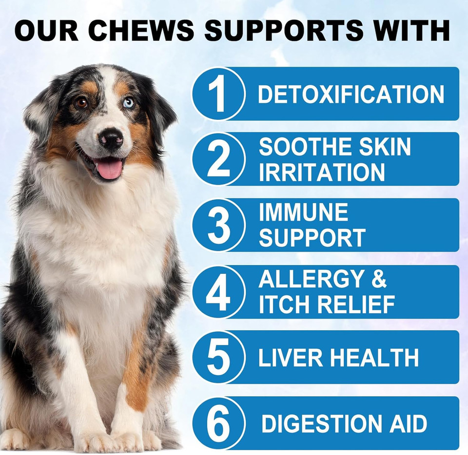 HUALIJIA Dog Allergy Relief Treats, Itch and Immunity Treats for Dogs - Soothe Itchy Skin, Paws, Eyes, Ears - Stop Itching, Licking, Scratching for All Breeds and Sizes, Peking Duck Flavor (60 Count)