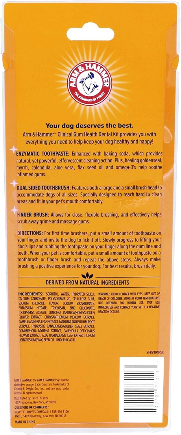 Arm & Hammer Tartar Control Dental Kit for Dogs, Banana Mint White