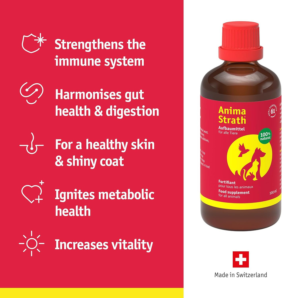 Anima-Strath Natural Herbal Yeast Liquid Vitamin Supplement for Dogs & Cats | Immunity Support & Digestion Aid with 61 Vital Nutrients, Vitamins, Minerals, Amino Acids & Prebiotic Qualities (250 ml)