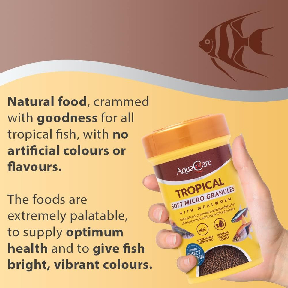 AquaCare Micro Pellet Fish Food Complete and Varied Food for Fry or Small Tropical Fish